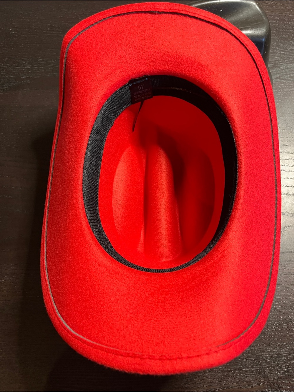 Red Women's Western Felt Cowboy Hat with Rhinestone Band - Picture 4 of 4